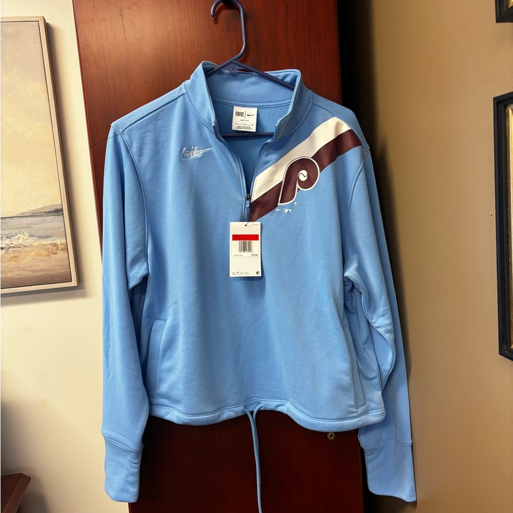 Nike Blue and White Quarter-Zip Pullover